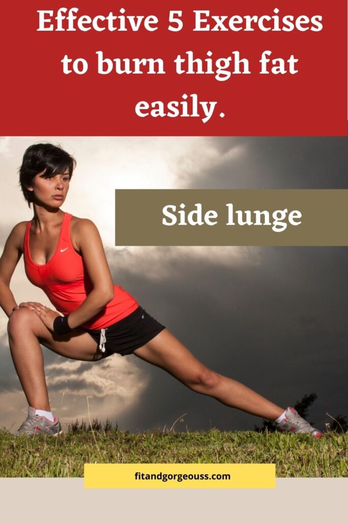 Side lunge + knee up-Exercises to burn thigh fat easily.